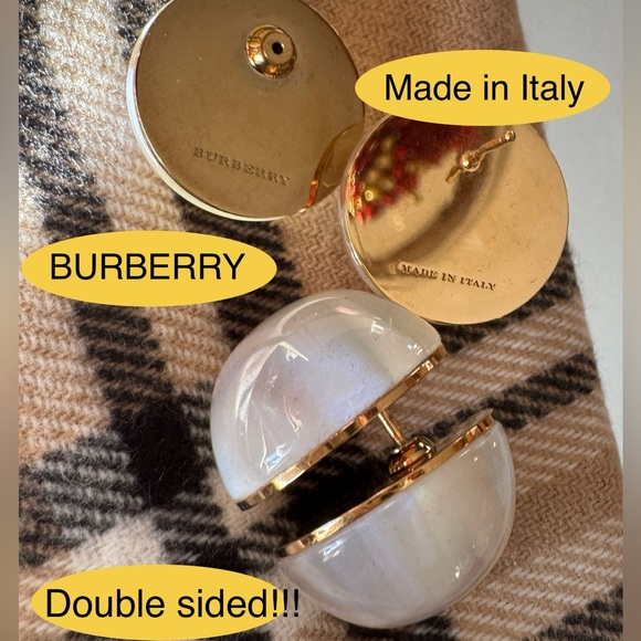 🔥NIB🎁BURBERRY BOLD GOLD Double sided Acrylic Sphere/Marble Earrings! Very RARE! - Picture 11 of 14
